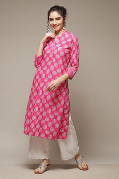 Magenta LIVA Straight Kurta image number 0